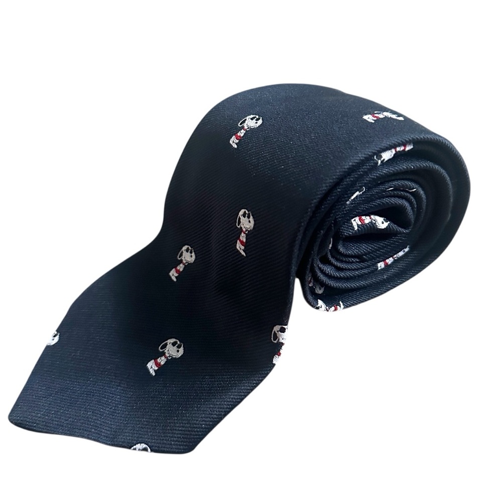 Classic Black Silk Neck Tie with Snoopy Joe Cool!